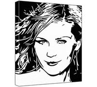 Kirsten Dunst Pop Art Painting (100% Original Painting. Not A Print!) Acrylic Paint On Deep Framed Canvas (60 x 50 x 1.8 cm) 2-Colour Black/White