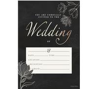 Kirsten McMillan 25 Black Wedding Invitations with Envelopes A6 Wedding Invites with Envelopes Designed and Printed in the UK (Pack of 25)