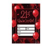 Kirsten McMillan 32 Black & Red Balloon Birthday Invitations - Age 21 A6 Birthday Party Invitations Cards for Adults with Envelopes - Invites Designed and Printed in the UK