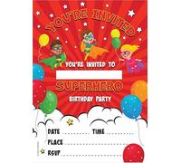 Kirsten McMillan 32 Comic Birthday Party Invitations for Kids with Envelopes - Pack of 32 Comic Party Invites for Girls & Boys - Designed and Printed in the UK