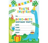 Kirsten McMillan 32 Dinosaur Birthday Party Invitations for Kids with Envelopes - Pack of 32 Dinosaur Party Invites for Girls & Boys - Designed and Printed in the UK