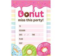Kirsten McMillan 32 Donut Birthday Party Invitations for Kids with Envelopes - Pack of 32 Donut Party Invites for Girls & Boys - Designed and Printed in the UK