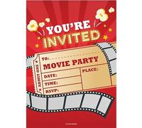 Kirsten McMillan 32 Movie Birthday Party Invitations for Kids with Envelopes - Pack of 32 Movie Party Invites for Girls & Boys - Designed and Printed in the UK
