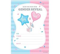 Kirsten McMillan 32 Pink and Blue Gender Reveal Invites - Baby Shower Party Invitations for Boy or Girl with Envelopes - Designed and Printed in the UK
