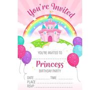 Kirsten McMillan 32 Pink Princess Birthday Party Invitations for Kids with Envelopes - Pack of 32 Pink Princess Party Invites for Girls - Designed and Printed in the UK