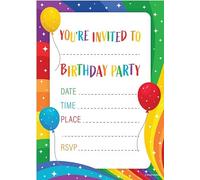 Kirsten McMillan 32 Rainbow Birthday Party Invitations for Kids with Envelopes - Pack of 32 Rainbow Party Invites for Girls & Boys - Designed and Printed in the UK