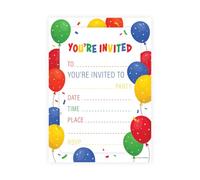 Kirsten McMillan 32 Red Birthday Party Invitations for Kids with Envelopes - Pack of 32 Balloon Party Invites for Girls & Boys - Designed and Printed in the UK