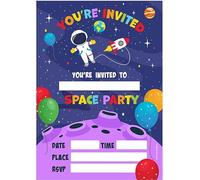Kirsten McMillan 32 Space Birthday Party Invitations for Kids with Envelopes - Pack of 32 Space Party Invites for Girls & Boys - Designed and Printed in the UK