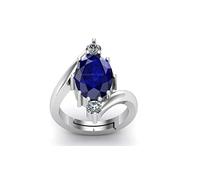 KIRTI SALES AA Grade Natural Blue Sapphire Neelam Silver Plated Silver Plated 11K Unheated Unheated Ring for Men Women {Lab - Certified}