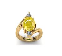 KIRTI SALES Certified Unheated Untreated 5.00 Carat Quality Natural Yellow Sapphire Pukhraj Gemstone Gold Plated Ring for Men and Women, AA Quality Yellow Sapphire