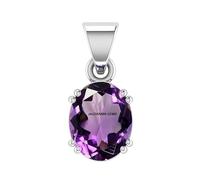 Kirti Sales - Katela Pendant Natural Quality 8 Carat Amethyst Silver Plated Medallion Gemstone (AAA Superior AAA) Quality for Men and Women {GGTL Lab Certified, Silver Plated, Amethyst