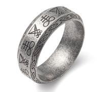 KIRTIJW Devil Ring Baphomet Goat Satin Devil Lucifer Signet Ring for Men Women Stainless Steel Gothic Punk Ring Jewelry Size 7-13, Steel, No Gemstones