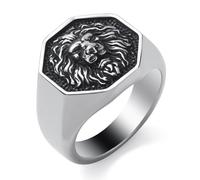 KIRTIJW Gothic Crow/Dragon/Eagle/Lion/Snake/Tiger/Wolf Ring Stainless Steel Punk Biker Animal Rings Jewelry for Men Boys Size 7-13, steel, No Gemstone