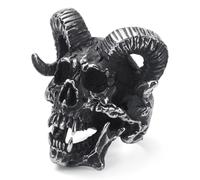 KIRTIJW Men's Skull Ring Stainless Steel Gothic Punk Gothic Biker Demon Skull Ring Jewelry Size 8/9/10/11/12/13, No Gemstones