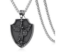 KIRTIJW St Christopher/George/Michael/Jusus/Mary Necklace for Men Stainless Steel Patron Saints Medallion Jewelry, Stainless Steel, No Gemstone