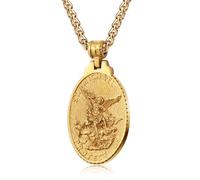 KIRTIJW St Christopher/George/Michael/Jusus/Mary Necklace for Men Stainless Steel Patron Saints Medallion Jewelry, Stainless Steel, No Gemstone