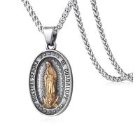 KIRTIJW St Christopher/George/Michael/Jusus/Mary Necklace for Men Stainless Steel Patron Saints Medallion Jewelry, Stainless Steel, No Gemstone