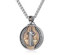 KIRTIJW St Christopher/George/Michael/Jusus/Mary Necklace for Men Stainless Steel Patron Saints Medallion Jewelry, Stainless Steel, No Gemstone