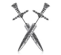 KIRTIJW Stainless Steel Sword Stud Dangle Earrings for Men Women Gothic Punk Sword Earrings Jewelry, Stainless Steel, No Gemstone