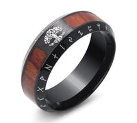 KIRTIJW Viking Rings for Men Norse Viking Raven Runes Vegvisir Compass Amulet Ring Jewelry for Men Women Boys Size 7-13, steel, No Gemstone