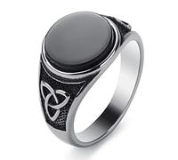 KIRTIJW Viking Rings for Men Norse Viking Raven Runes Vegvisir Compass Amulet Ring Jewelry for Men Women Boys Size 7-13, steel, No Gemstone