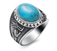 KIRTIJW Viking Rings for Men Norse Viking Runes Vegvisir Compass Valknut Ring Jewelry for Men Women Boys Size 7-13, steel, No Gemstone