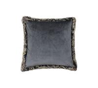 Kiruna Faux Fur Trimmed Soft Velvet Cushion Paoletti Dark Grey 45cm x 45cm