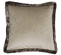 Kiruna Square Cushion Cover - Taupe Beige - Faux Velvet Look And Feel - Faux Fur Edging - Reversible - Hidden Zip Closure - 100% Polyester - 45 X 45Cm (18" X 18" Inches) - Made By Riva Paoletti