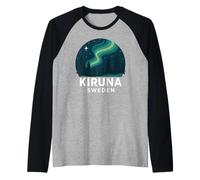 Kiruna Sweden Aurora Borealis Northern Lights Retro Arctic Raglan Baseball Tee