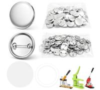 KIRVOVIY 100 Set 32mm Button Maker Supplies, Blank Pin Back Button Parts with Clear Film, Badge Making Kit for Badge Maker Machine