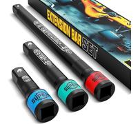 KIRXST 1/2" Impact Socket Extension Bar Set, 3 Piece Drive Extension Bar 75mm 125mm 250mm, CR-V Steel Wrench Extender for Manual Pneumatic Torque Wrench