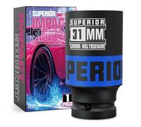 KIRXST 1/2 Inch Drive Deep Impact Socket 31mm Metric Jumbo Sockets, Axle Nut Socket for Car Wheel Hub Nuts, Trucks, Large Construction Machinery and Equipment