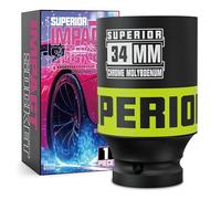 KIRXST 1/2 Inch Drive Deep Impact Socket 34mm Metric Jumbo Sockets, Axle Nut Socket for Car Wheel Hub Nuts, Trucks, Large Construction Machinery and Equipment