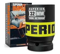 KIRXST 1 Inch Drive Deep Impact Socket 32mm Metric Jumbo Socket, Axle Nut Sockets for Car Wheel Hub Nuts, Trucks, Large Construction Machinery and Equipment