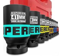 KIRXST 1 Inch Drive Impact Socket Set, 10 Piece Deep Sockets 21-41 mm, Metric Socket Set for Automotive Trucks Tractors Engines Repairing DIY Mechanic Tool