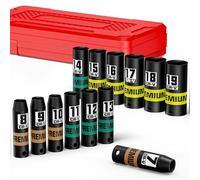 KIRXST 13-Piece 3/8" Drive Deep Impact Socket Set, 7-19mm, CR-V, 6 Point, Heavy-Duty Sockets for Impact Wrenches, Automotive and Home