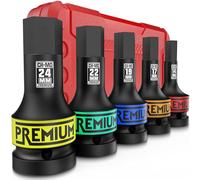 KIRXST 3/4" Inch Impact Hex Bit Socket Set, 14mm - 24mm, 5 Piece 3/4" Drive Impact Allen Bit Socket Set with Storage Case