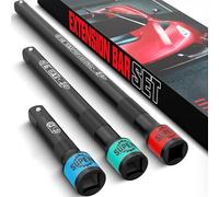 KIRXST 3/8" Impact Socket Extension Bar Set, 3 Piece Drive Extension Bar 75mm 150mm 250mm, CR-V Steel Wrench Extender for Manual Pneumatic Torque Wrench