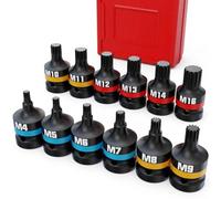 KIRXST 3/8 Inch Impact XZN Bit Socket Set 12 Piece, M4-M16, Metric | Stubby Triple Square Spline Bit Socket Set for Mechanical Repair