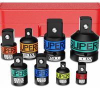 KIRXST 8 Piece Impact Socket Adapter Set, 1/4" 3/8" 1/2" 3/4" 1" Drive Socket Reducer, Wrench Adapter with Spring Loaded Ball, for Impact Driver & Wrench Conversion