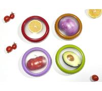 Kirynd Onion storage and Avocado Saver,Set of 4 Double-Sided Silicone Fruit Keeper Containers for Fridge,Tomatos Holder,Lemons,Garlic,and Potatoes