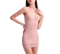 KIRYU Women Full Slips Sexy Adjustable Spaghetti Strap Cami Under Shapewear Dress Tummy Control Long Body Shaper Nightwear, Skin, S Petite