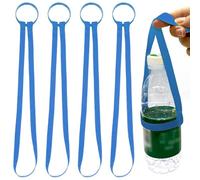 KIRZAX 4 PCS Reusable Beer Cup Holders, Water Bottle Holder with Strap for Festivals, Concerts and Outdoor Events, The rope measures approximately 40 cm in length, Blue