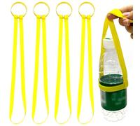 KIRZAX 4 x Reusable Beer and Soft Drink Cup Holders, for Sports, Travel, Camping, The Rope Measures Approximately 40 cm Long, Yellow