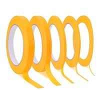 KIRZAX 5 Rolls Masking Tape Painter's Tape, 3 mm/5 mm/8 mm/10 mm/12 mm x 50 m, Universal Painter's Masking Tape, Helpful, Gold Tape, Masking Tape, Model Making for Car Painting, Painting, Decorating