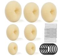 KIRZAX 7-Piece Doughnut Hair Bun Maker Set with 5 Elastic Hair Bands, 20 U-Shaped Hair Clip, Hairpin, Bun Aid Updo Accessories, Bun Maker for Children, Girls, Women (Beige)