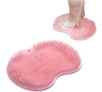 KIRZAX Foot Brush Large Foot Washer Foot Washer Bath Massage Pad with Non-Slip Suction Cups, Foot Bath Foot Massager Shower Foot Wash Mat Foot Massager for Pedicure, Foot Care Relaxation (Pink)