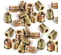 KIRZAX M5 Screw Nuts, Pack of 40 M5 x 15 mm Threaded Insert Wood Screw Nuts, Screw Sleeve Zinc Alloy Impact Nut Hexagon Socket Screw Thread Nuts for Wooden Furniture