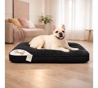 KISAA Living Orthopaedic Large Dog Bed Washable - Calming Crate Mattress with Non Slip Base - Soft & Fluffy Anti-Anxiety Deluxe Plush Dog Beds - Ideal for small, medium, large dogs (Black, S)