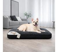 KISAA Living Orthopaedic Large Dog Bed Washable - Calming Crate Mattress with Non Slip Base - Soft & Fluffy Anti-Anxiety Deluxe Plush Dog Beds - Ideal for small, medium, large dogs (Charcoal, S)